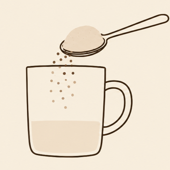 Add 2 heaped tablespoons into milk or water.